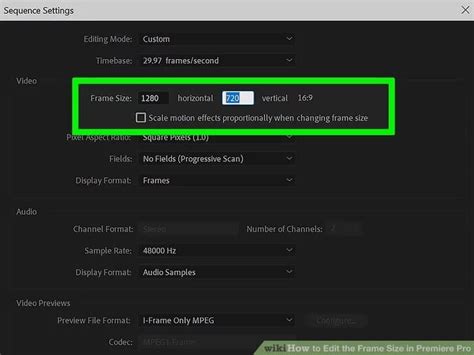 premiere pro change frame size.